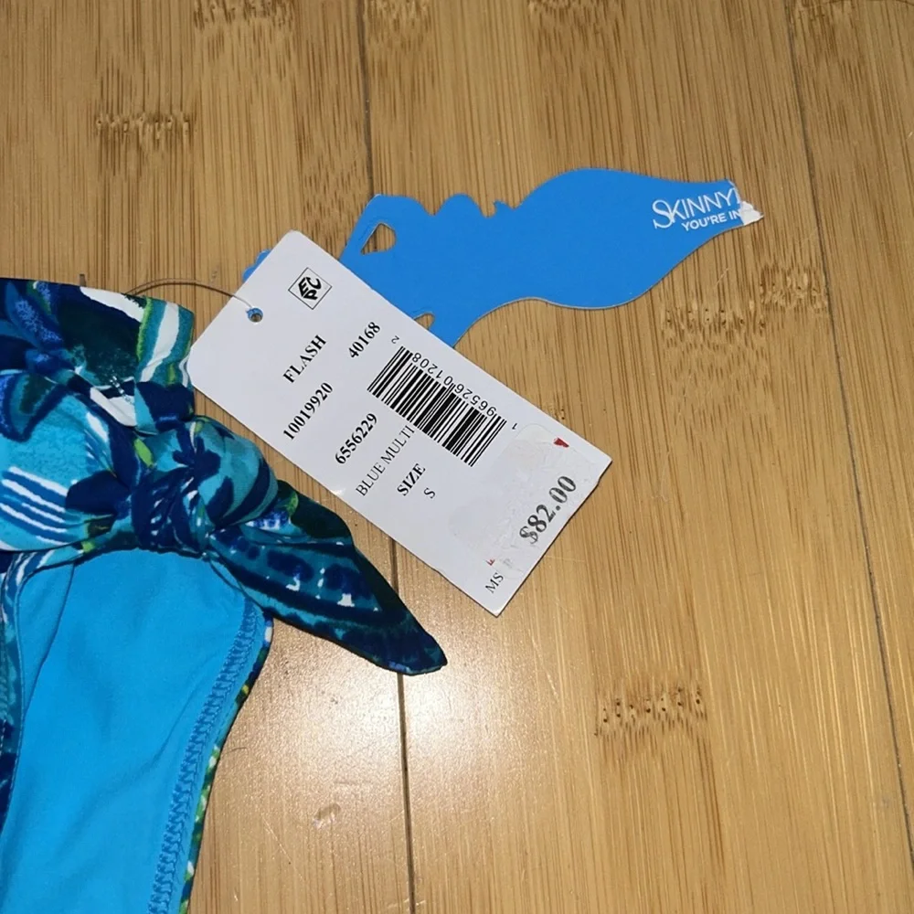 Skinny Dippers Blue MultiColored High Waisted Bikini Swim Suit Bottoms Small NWT